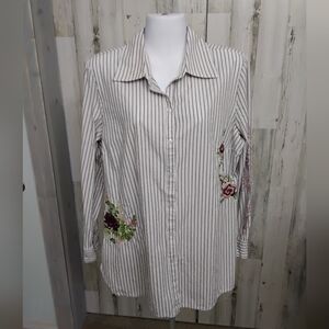 Hannah White and Brown Striped Shirt